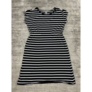 Old Navy Dress Girls XXL 18‎ Black and White Striped Short Sleeve Elastic Waist